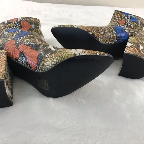 Public Desire faux colorful snakeskin chunky heel boots size 6 - Picture 10 of 10
